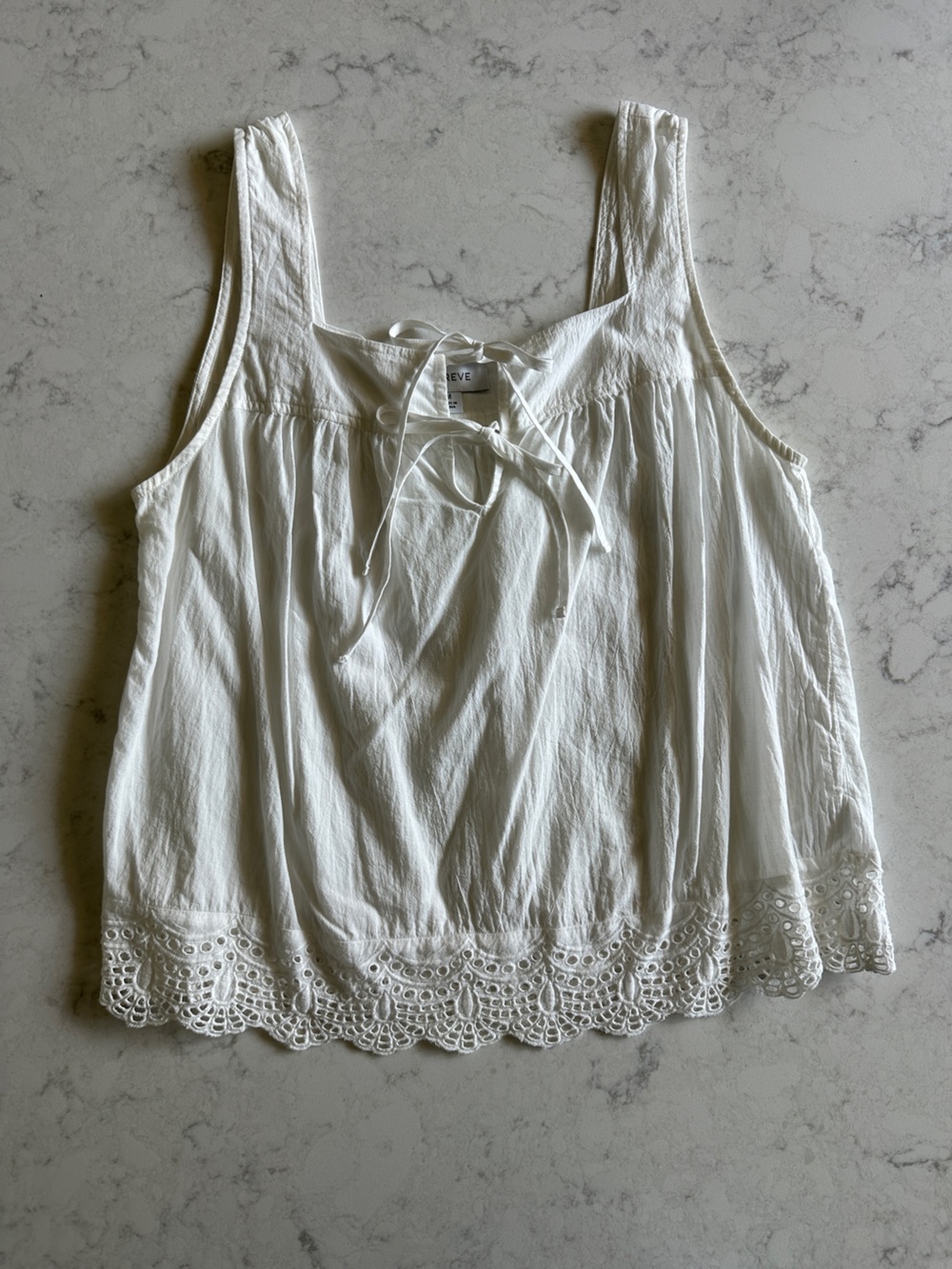 Evereve White Eyelet-Hem Tie-Front Camisole